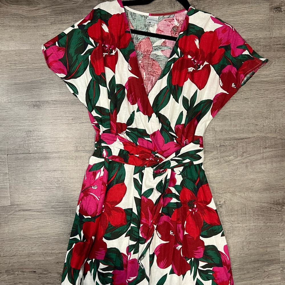 Mini floral wrap fit and flare dress
